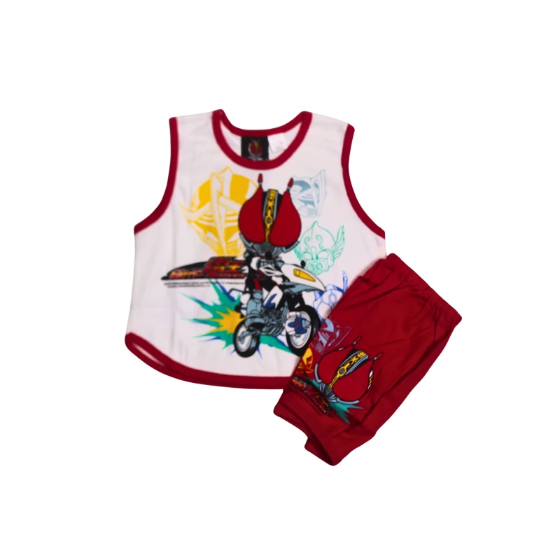Boys’ Cartoon Bike Print Tank Top & Shorts Set
