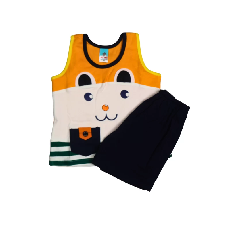 Kids Cartoon Animal Sleeveless Tank Top + Shorts Set for Boys & Girls – Colorful Playwear